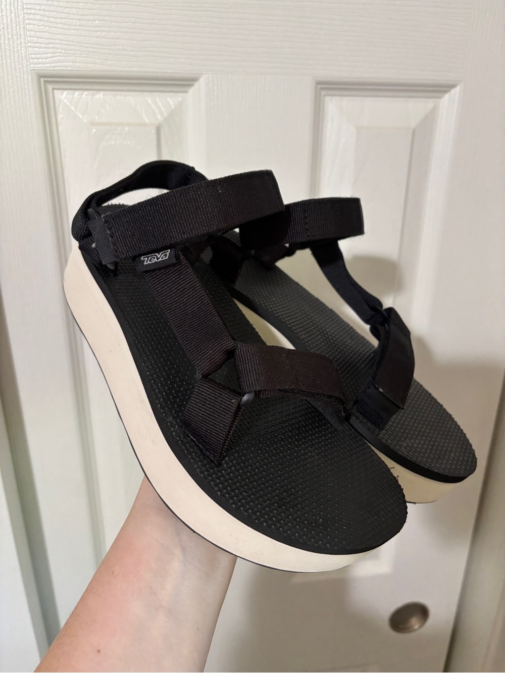 Teva Black Platform Sandals Size 7